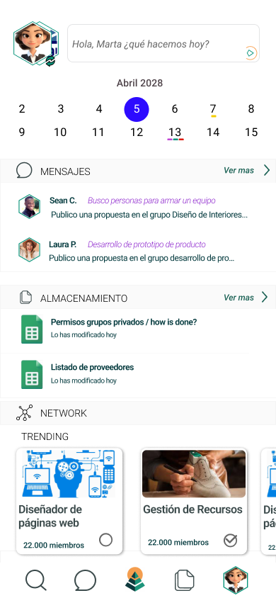 Inicio de Jnum: «Hola, Marta, ¿qué hacemos hoy?»